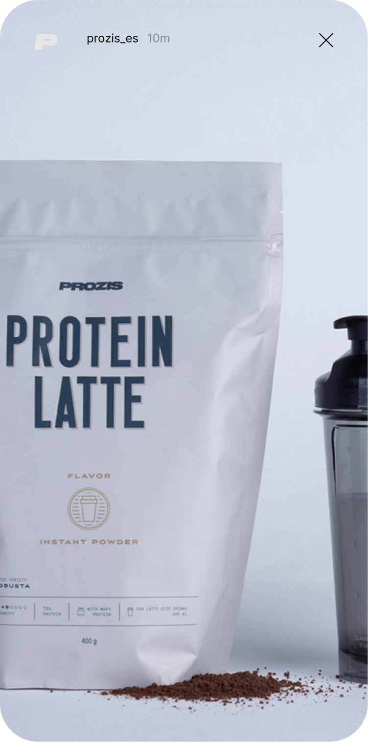 Vista alargada de post con imagen con bosa de proteina en tonos claros
