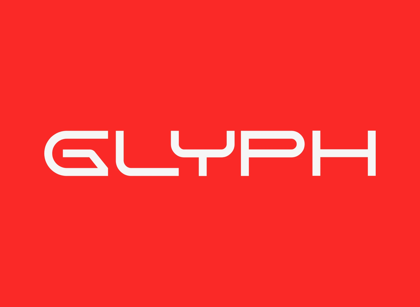 Texto GLYPH en color blanco sobre fondo rojo